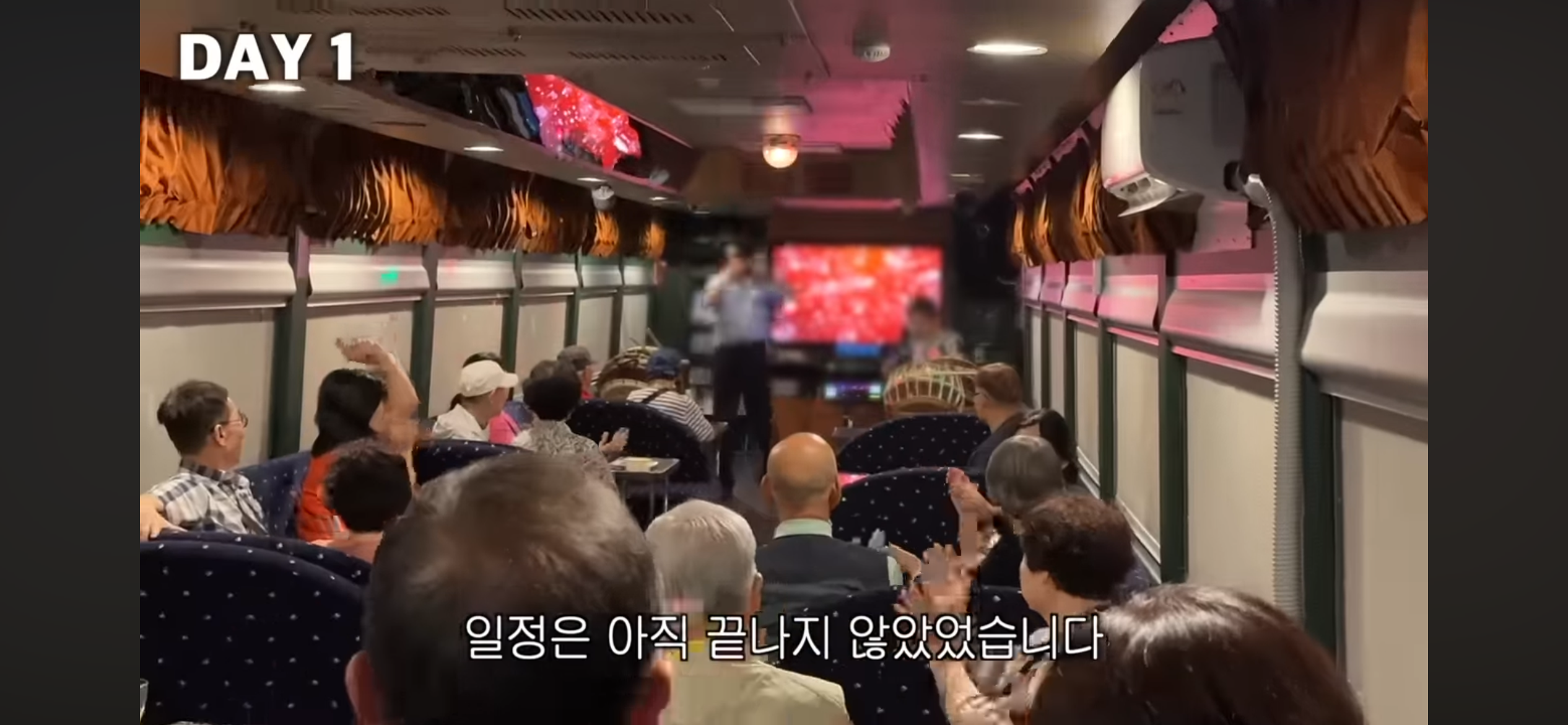 Passengers enjoying a live event in the Haerang's lounge car.