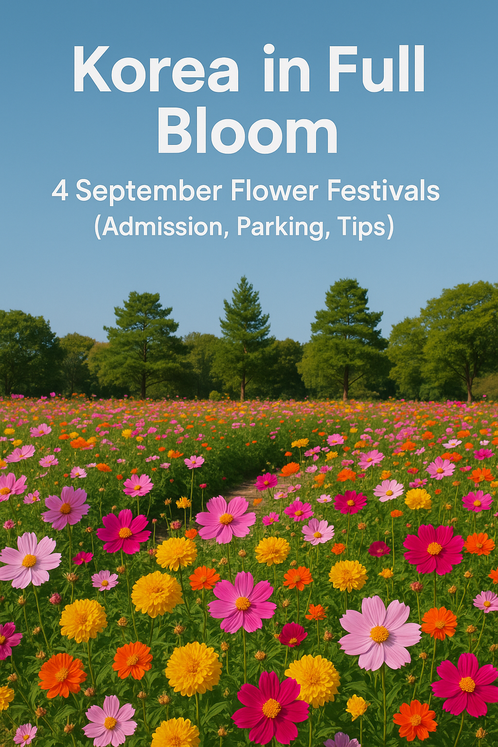 A vibrant collage of autumn flower festivals in South Korea.
