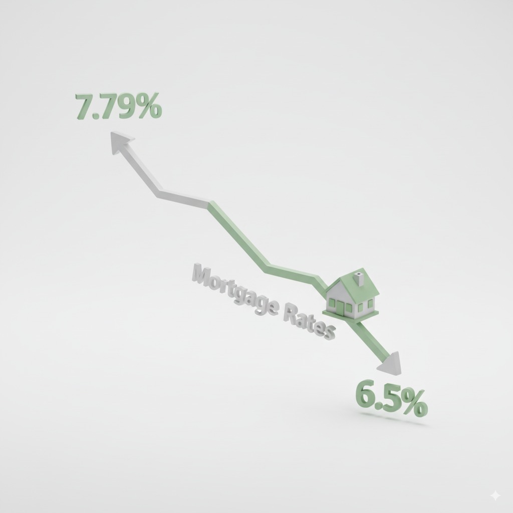 Modern homes with stable price tags, representing normalized growth in the housing market.