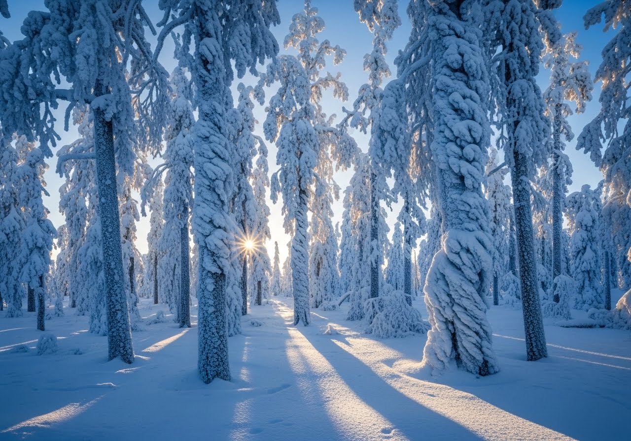 Crystalline Forest Scenery - Snow Flowers on trees